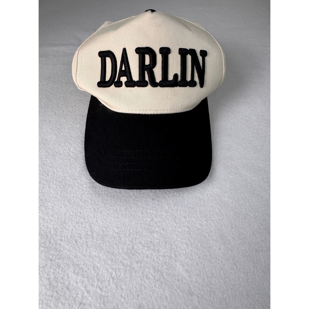 Darlin Embroidered Trucker Hat Black Cream Western Cowgirl Coastal Country Cap